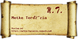 Metke Terézia névjegykártya